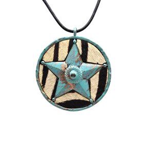 Charming Charlie Boho Star Pendant Necklace W/ Black Cord & Adjustable Chain